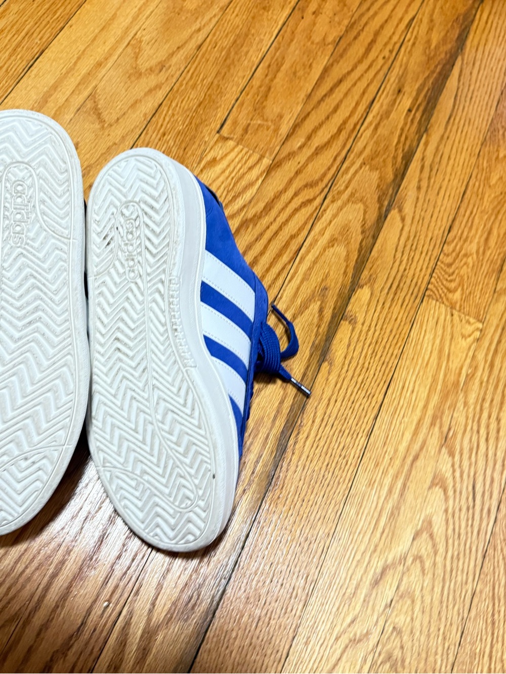 adidas Royal Blue Suede Sneakers with White Stripes - Picture 5 of 7